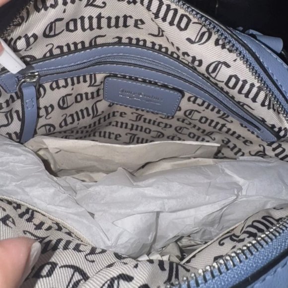 Juicy Couture Heritage Blue Satchel Crossbody Handbag Bag Purse 2 Charms - Picture 5 of 6